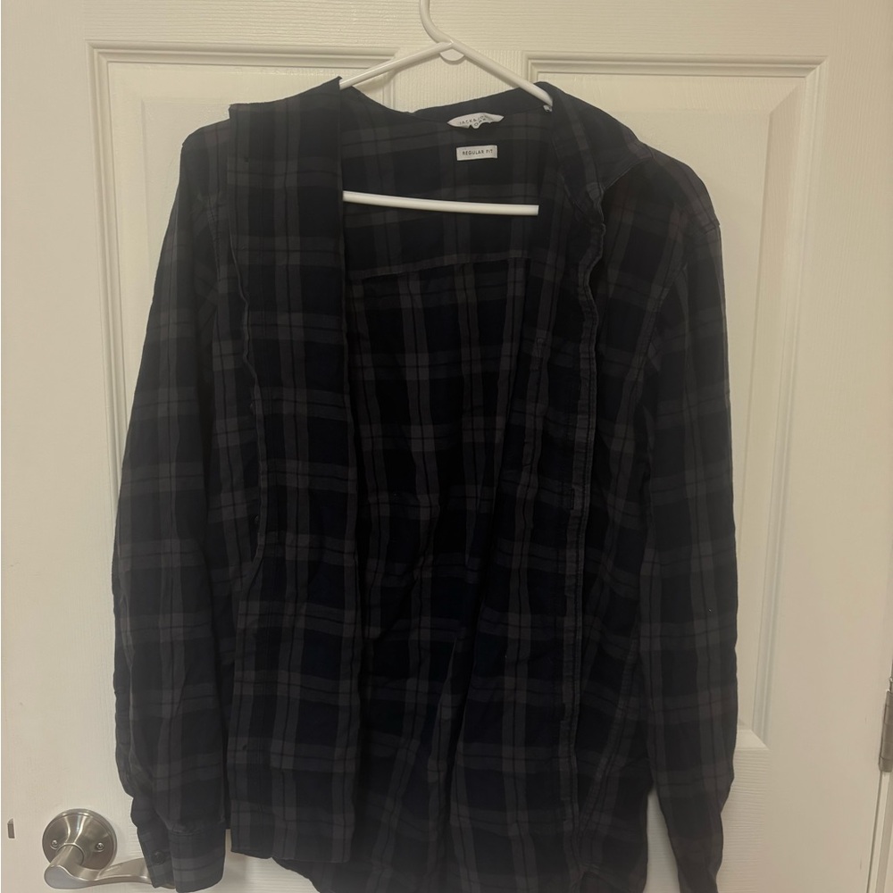 Jack & Jones Core Navy & Charcoal Plaid Shirt